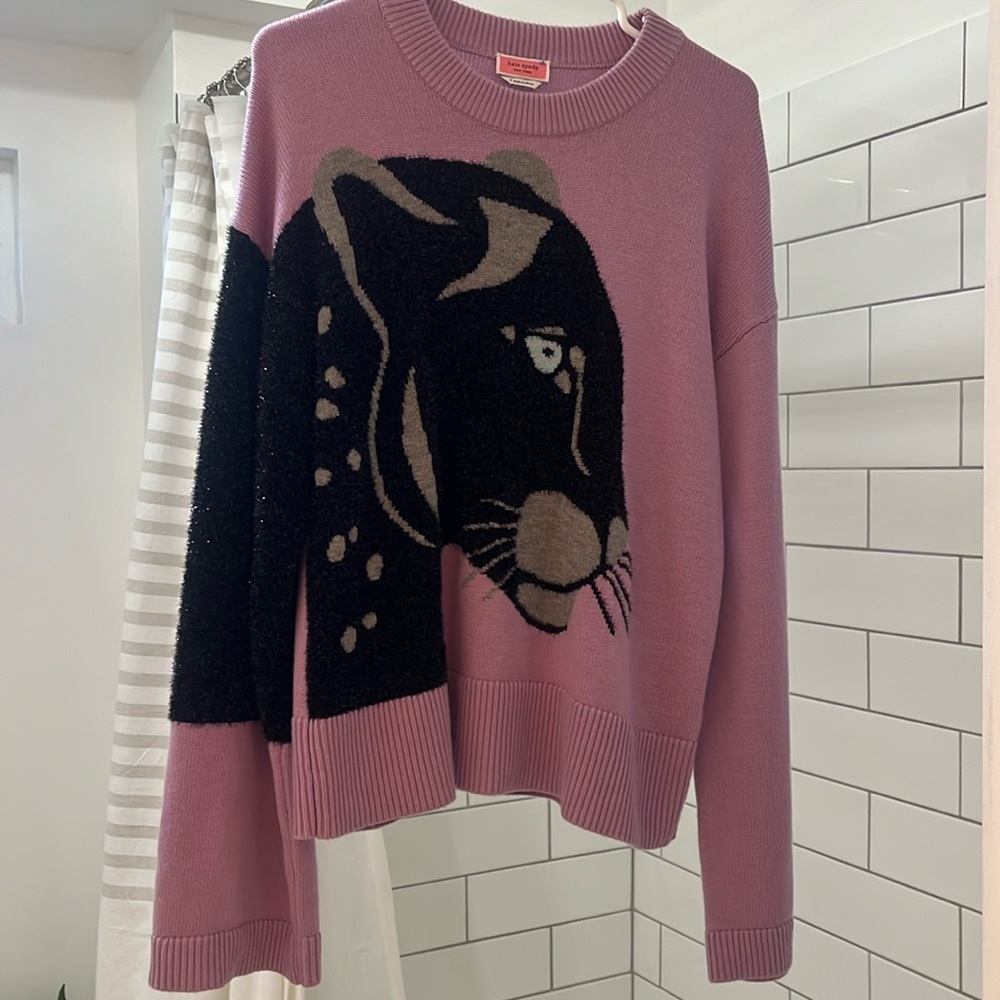 Kate Spade Wool Panther Sweater Size L 🖤💜